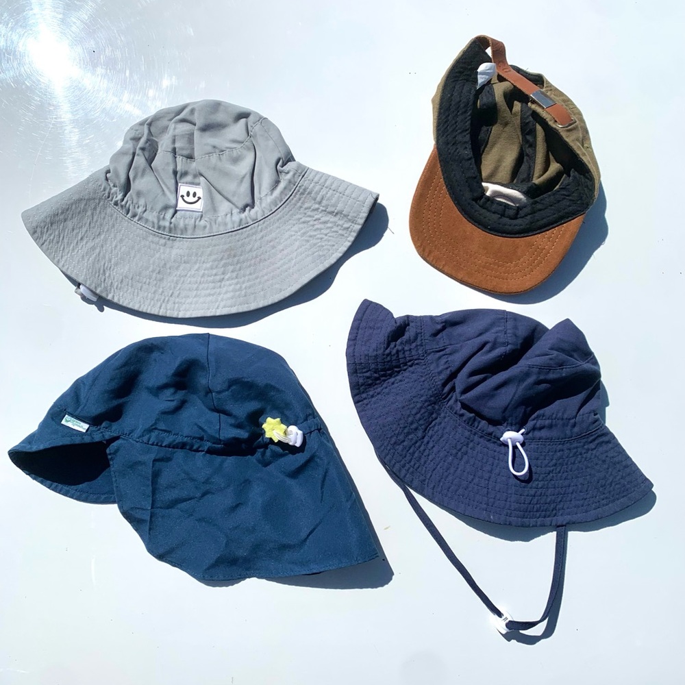 Kids Sun Hat Pack - Navy, Gray, and Brown Styles 9-18 Months Small - Picture 2 of 16